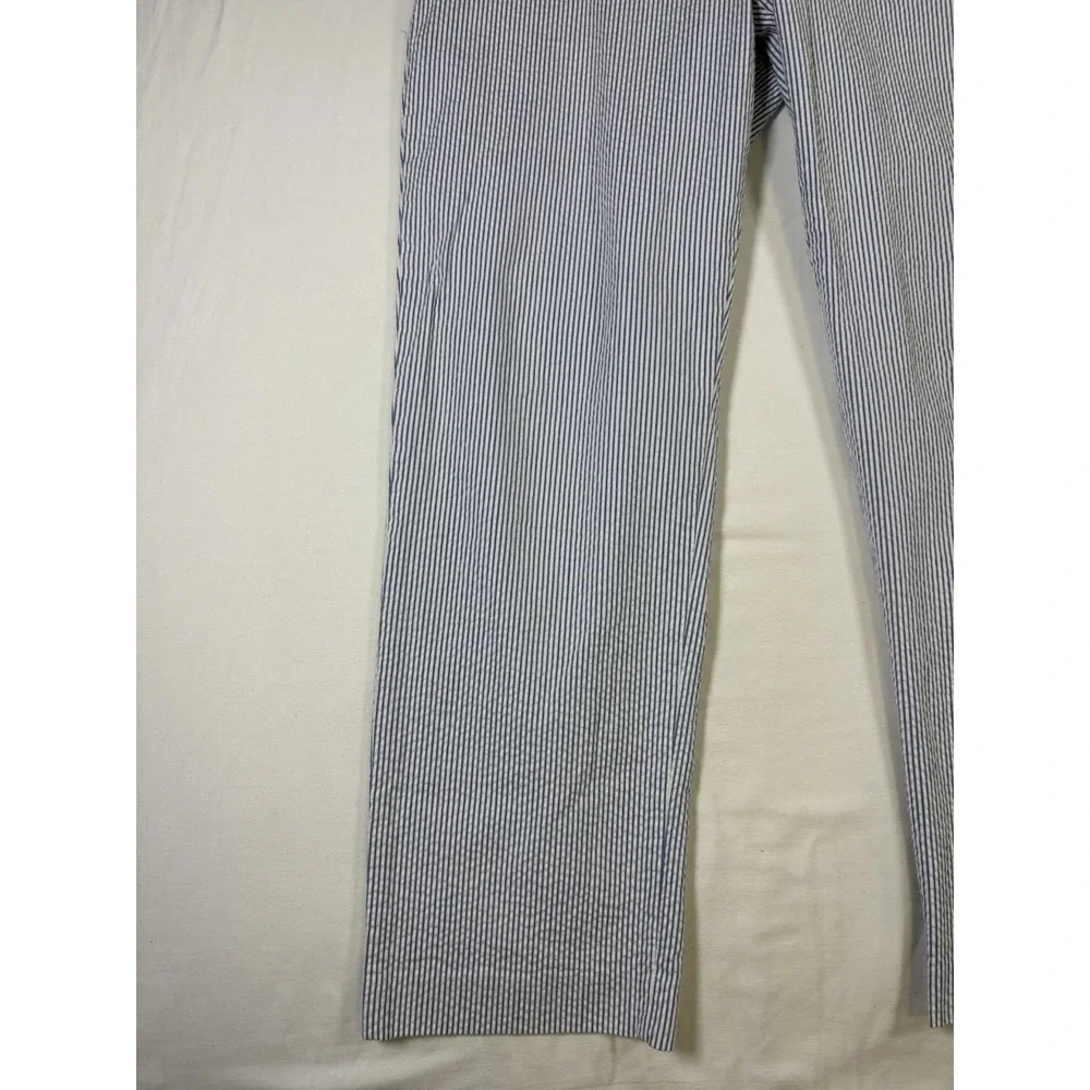 Britches Seersucker Striped Pants Size 34 x 30 Blue White Summer Preppy Trousers